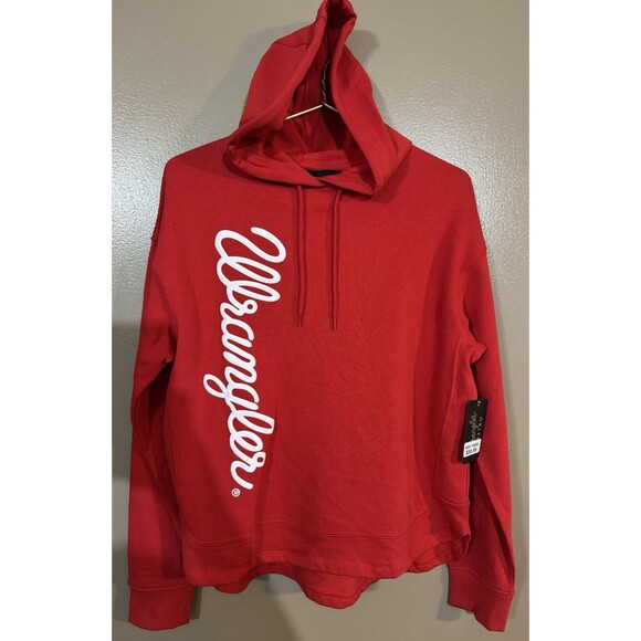 Wrangler Tops - Wrangler Retro Spellout Logo Red Hoodie Sweater Womens Medium NWT